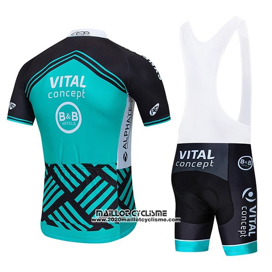 2019 Maillot Ciclismo Vital Concept Bleu Blanc Noir Manches Courtes et Cuissard